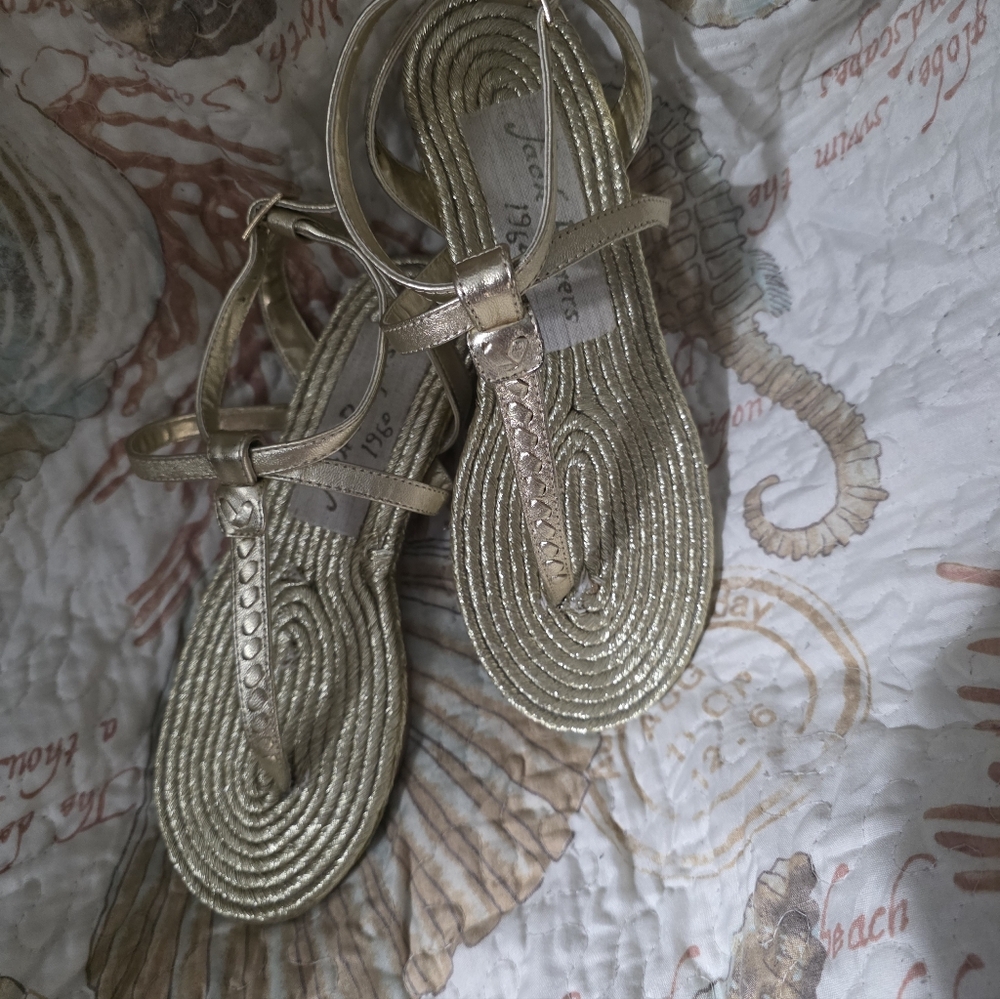 JACK ROGERS Gold SANDALS Size 6.5 Super Cute! - Picture 2 of 4